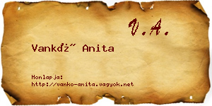 Vankó Anita névjegykártya